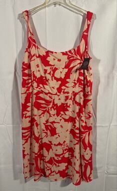 NWT Vince Camuto Floral A-Line Dress Women's 2X Cayenne Plus Size Floral Linen